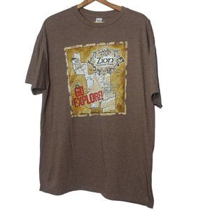 Zion National Park Map XL T Shirt Brown Travel Utah Go Explore Spectra Nature